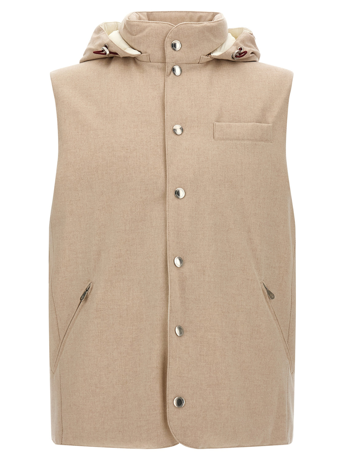 Beige Wool Sleeveless Jacket