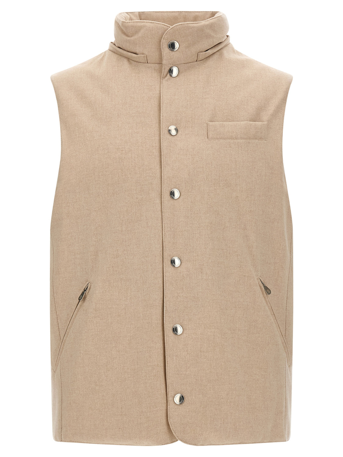 Beige Wool Sleeveless Jacket