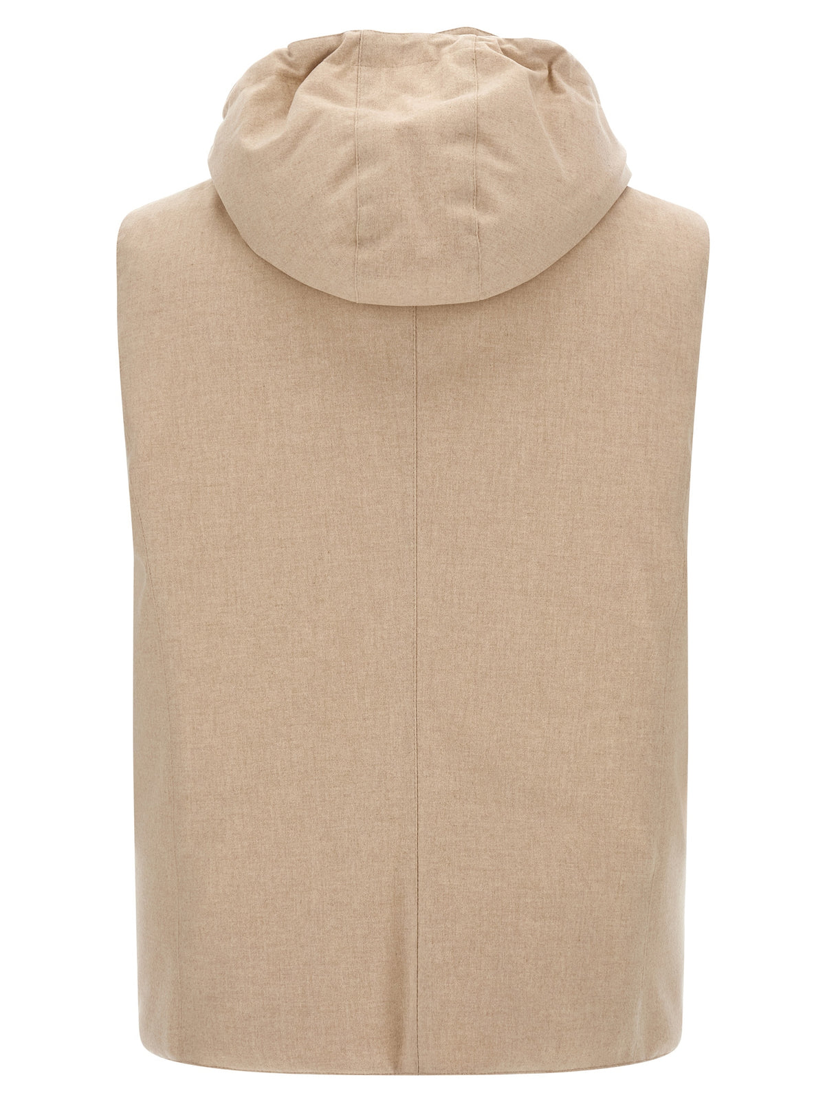 Beige Wool Sleeveless Jacket