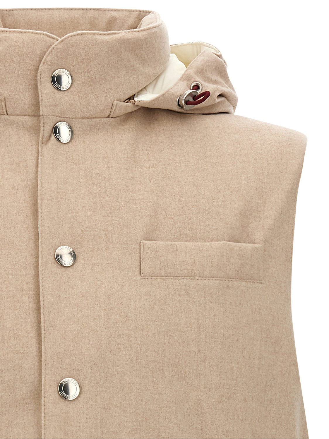 Beige Wool Sleeveless Jacket