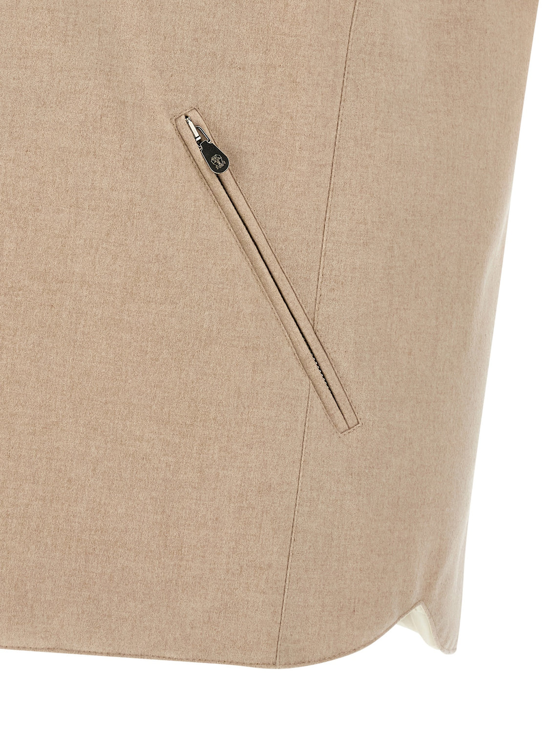 Beige Wool Sleeveless Jacket