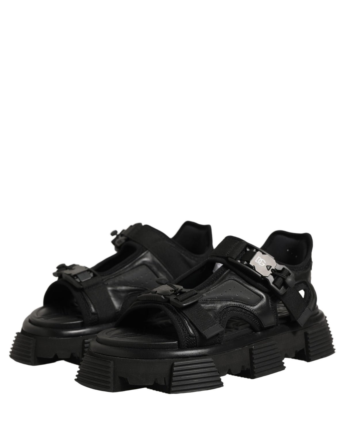 Black Logo Detailed Men Chunky Sandals Shoes
