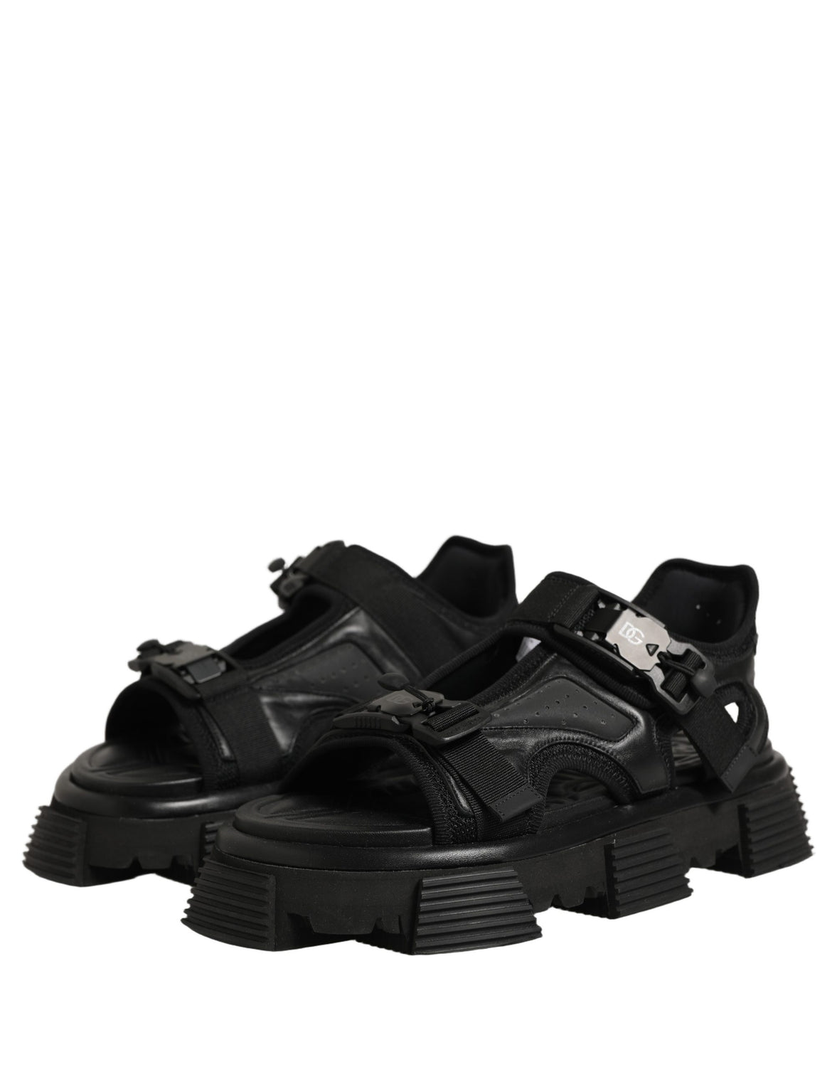 Black Logo Detailed Men Chunky Sandals Shoes