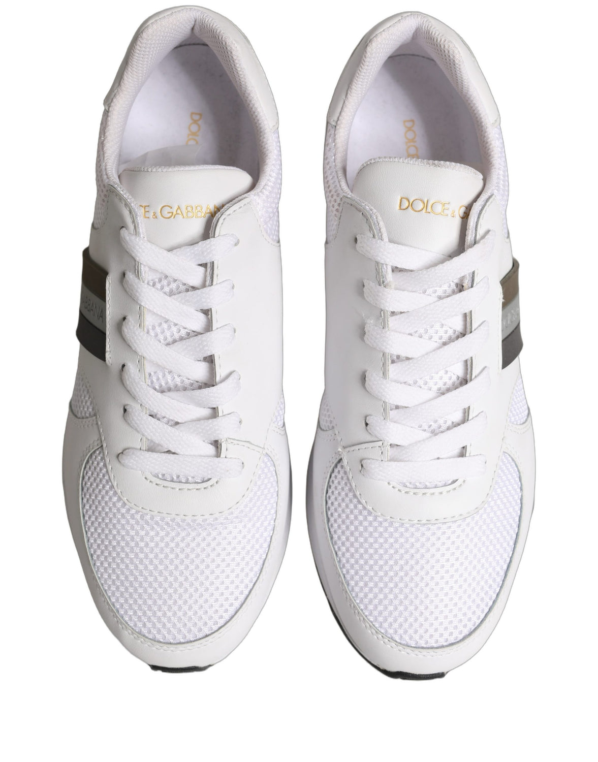 White Leather Mesh Low Top Neb Sneakers Shoes