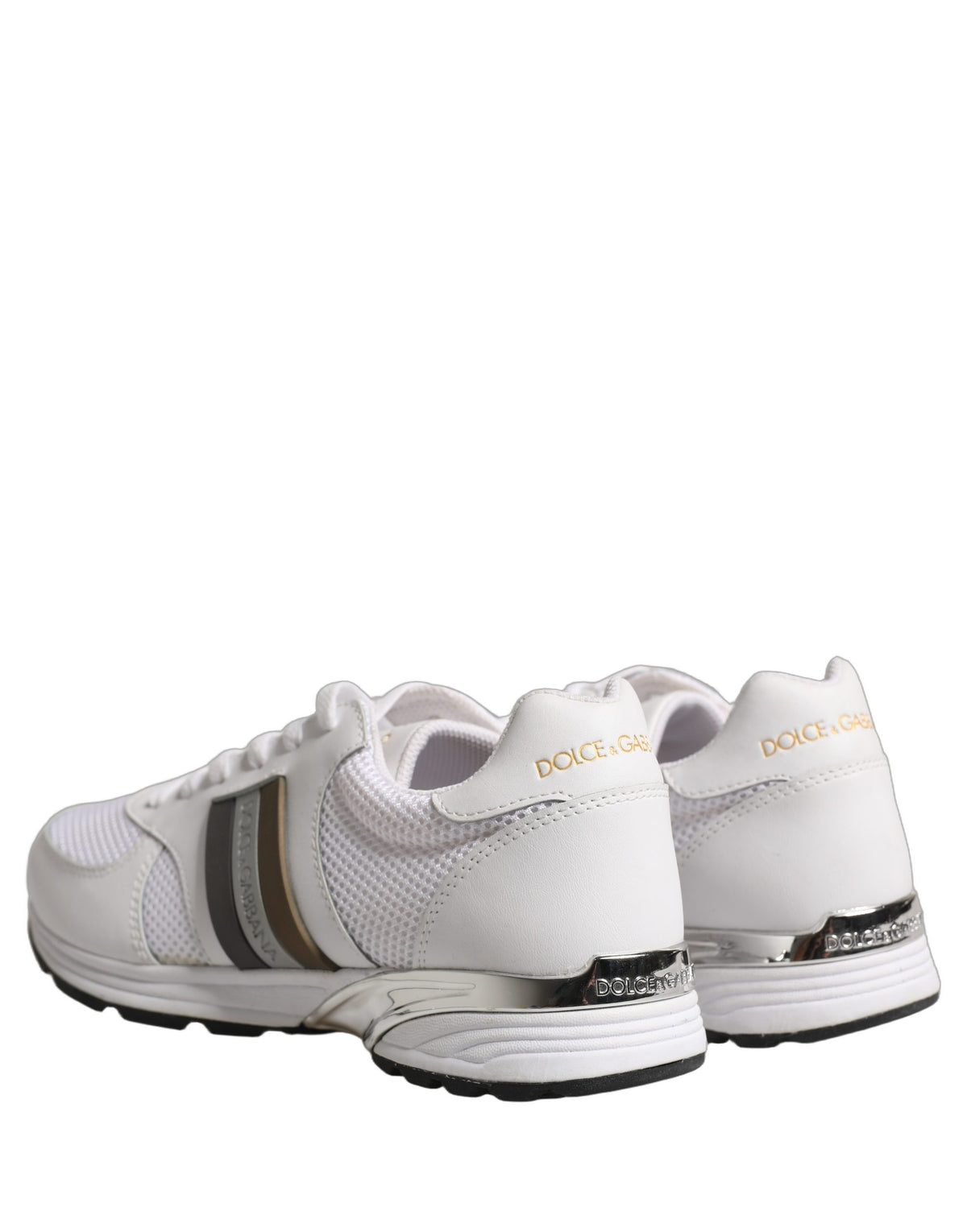 White Leather Mesh Low Top Neb Sneakers Shoes
