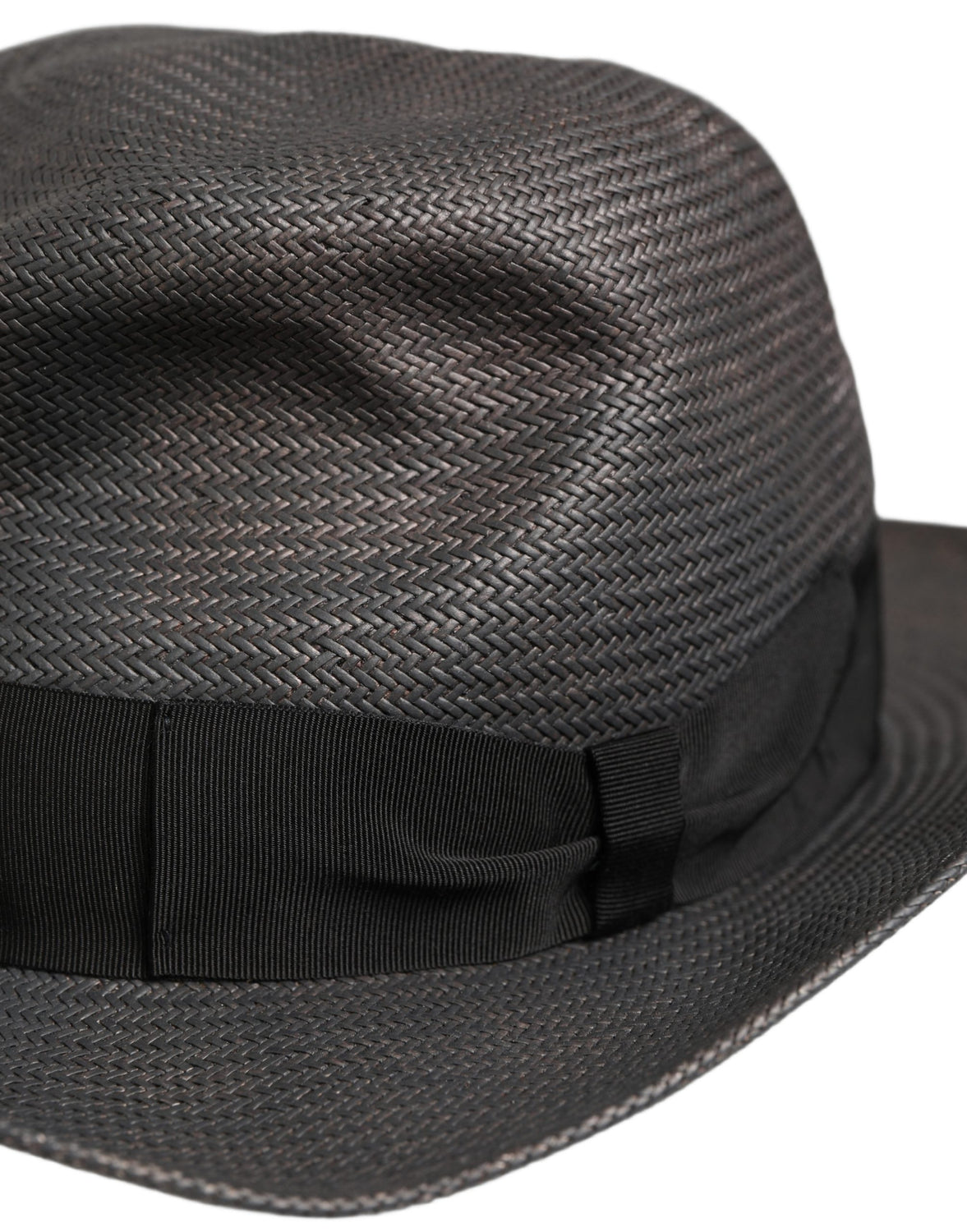 Men Gray Paper Woven Wide Brim Fedora Hat