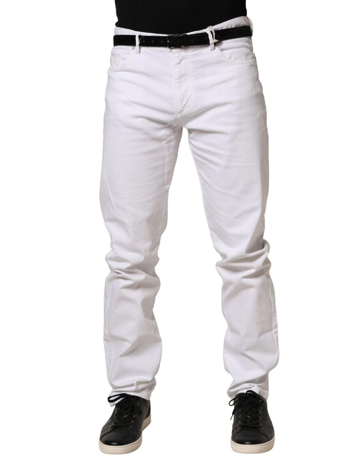 White Skinny Mid Waist Men Denim Trouser Jeans