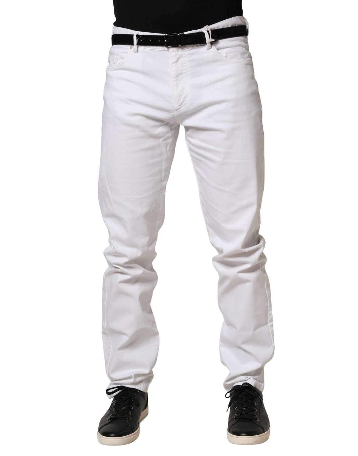 White Skinny Mid Waist Men Denim Trouser Jeans