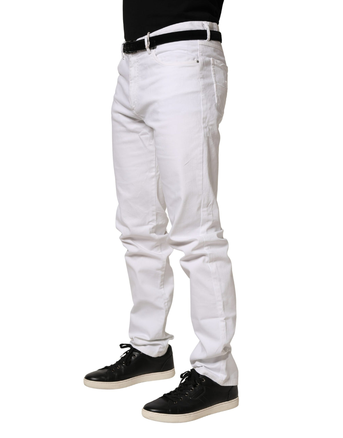 White Skinny Mid Waist Men Denim Trouser Jeans