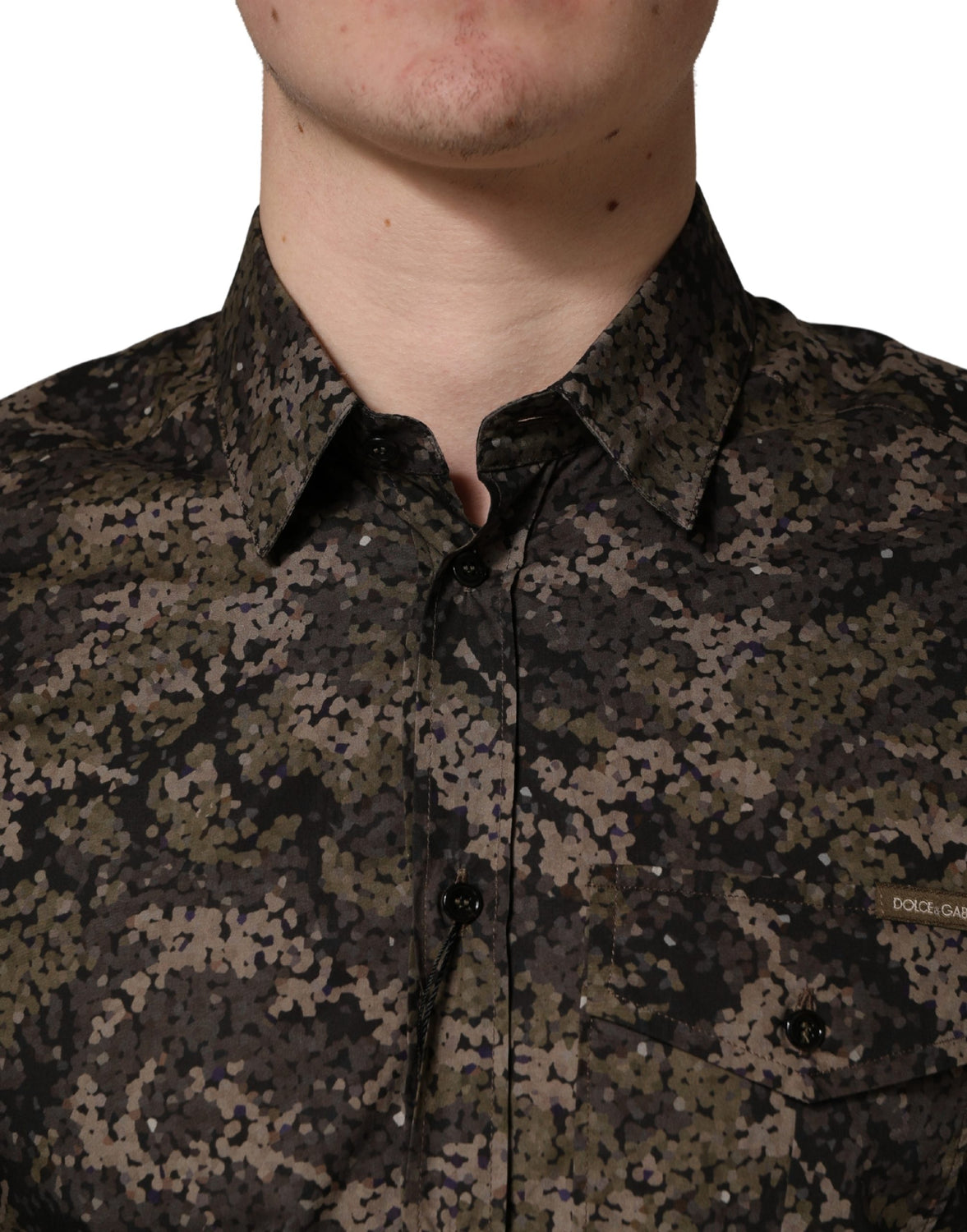 Brown Camouflage Long Sleeve Men Dress Shirt
