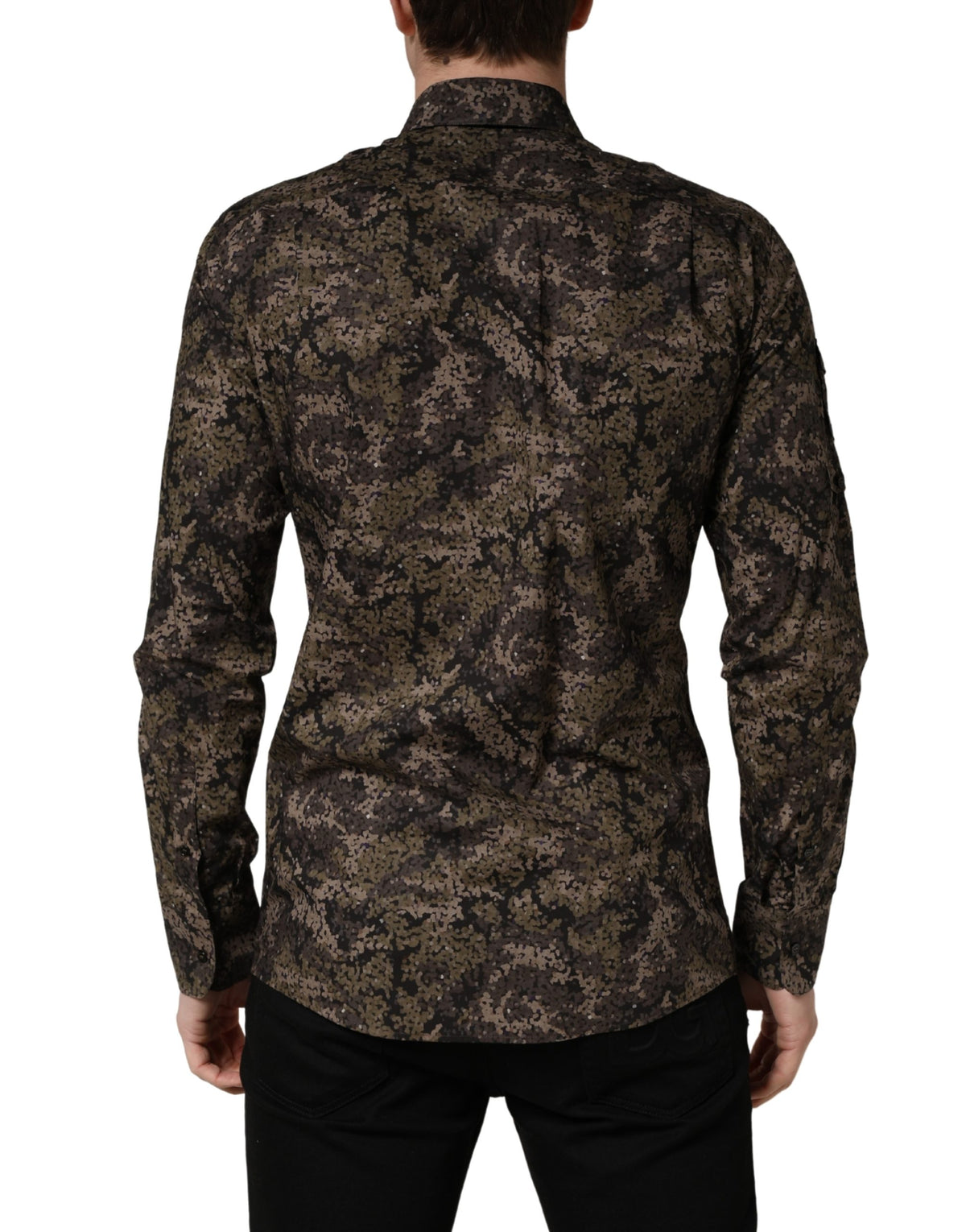 Brown Camouflage Long Sleeve Men Dress Shirt