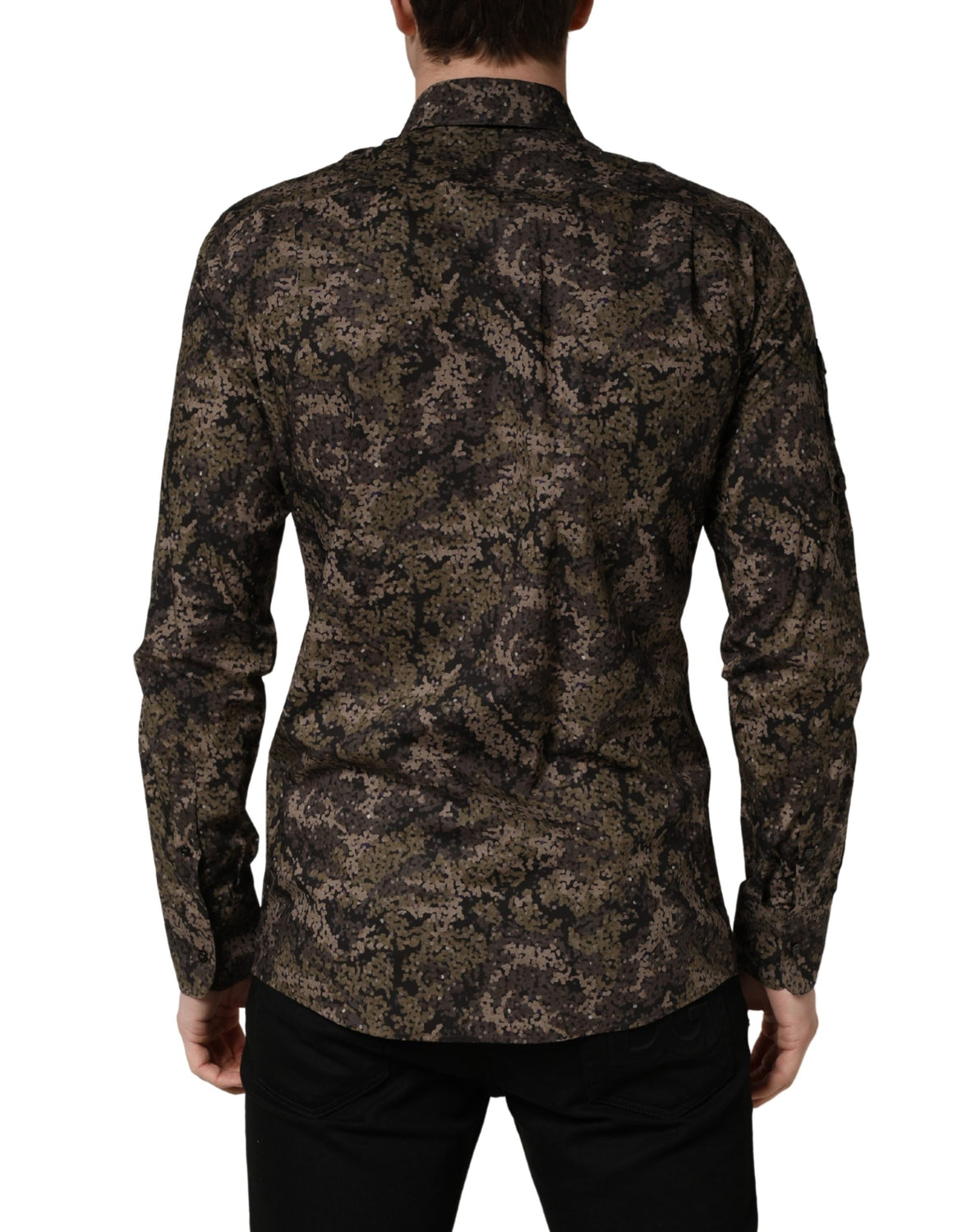Brown Camouflage Long Sleeve Men Dress Shirt