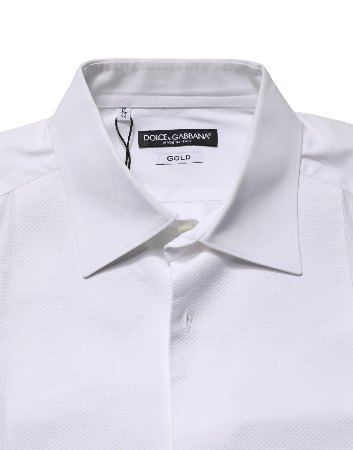 White Cotton Collared Bib GOLD Dress Shirt