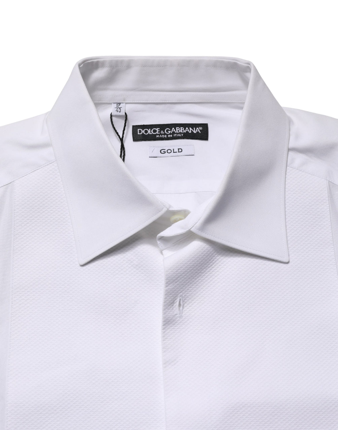 White Cotton Collared Bib GOLD Dress Shirt