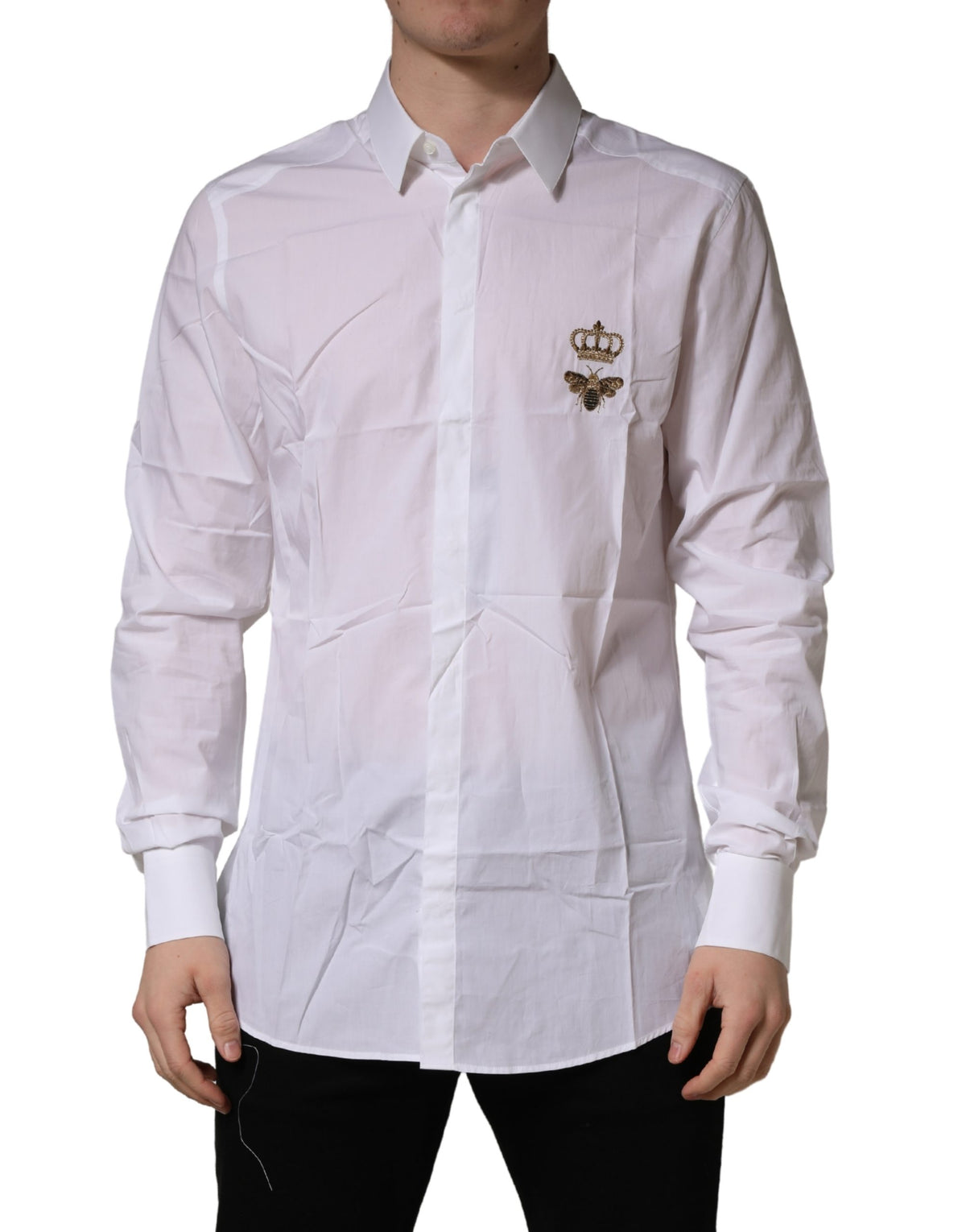 White GOLD Crown Bee Cotton Formal Dress Shirt