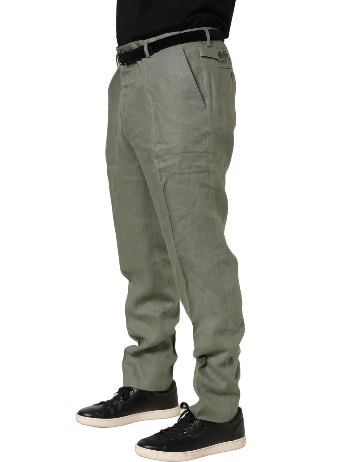 Gray Linen Tapered Men Dress Trouser Pants