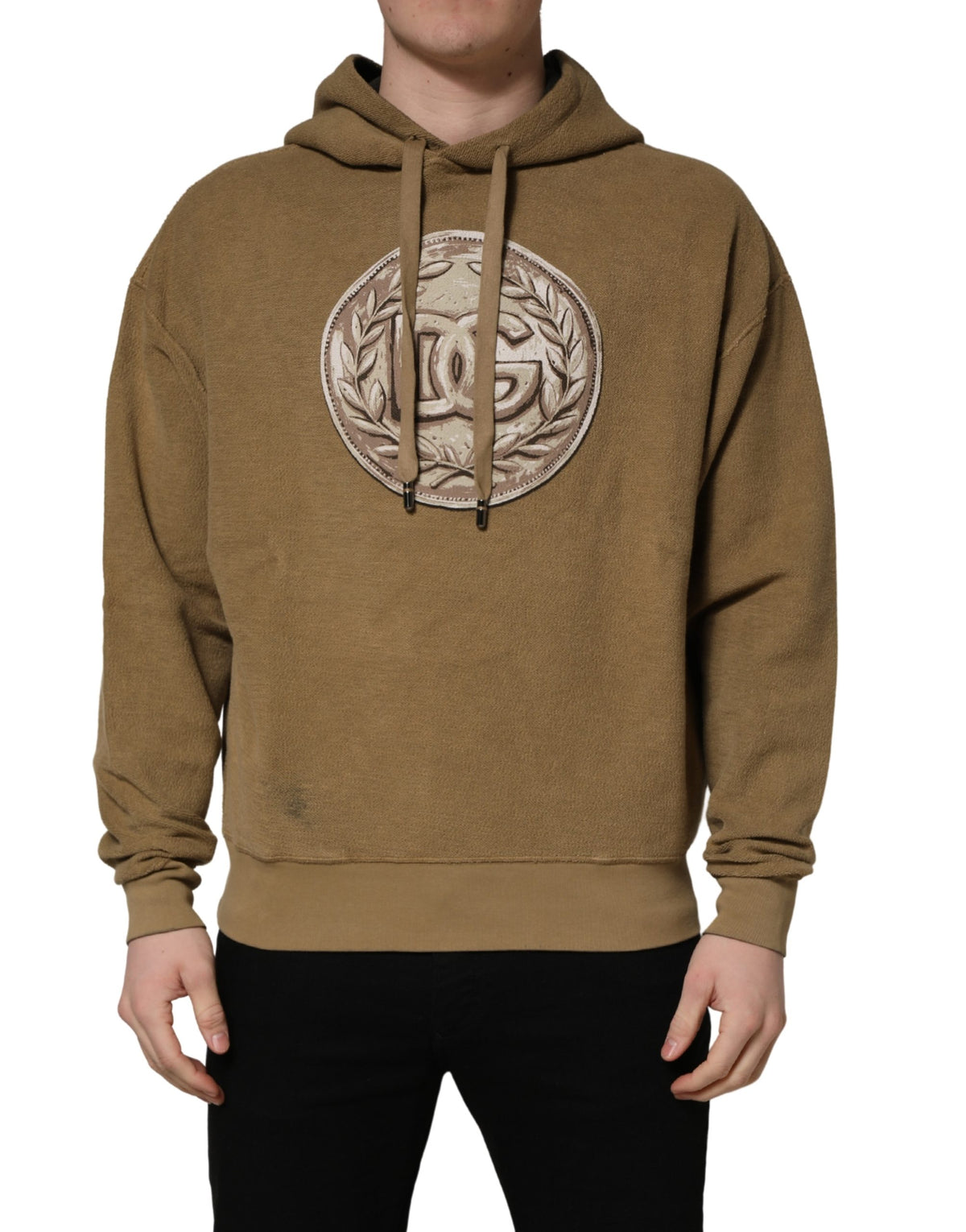 Brown Embossed Logo Hooded Sweatshirt Sweater