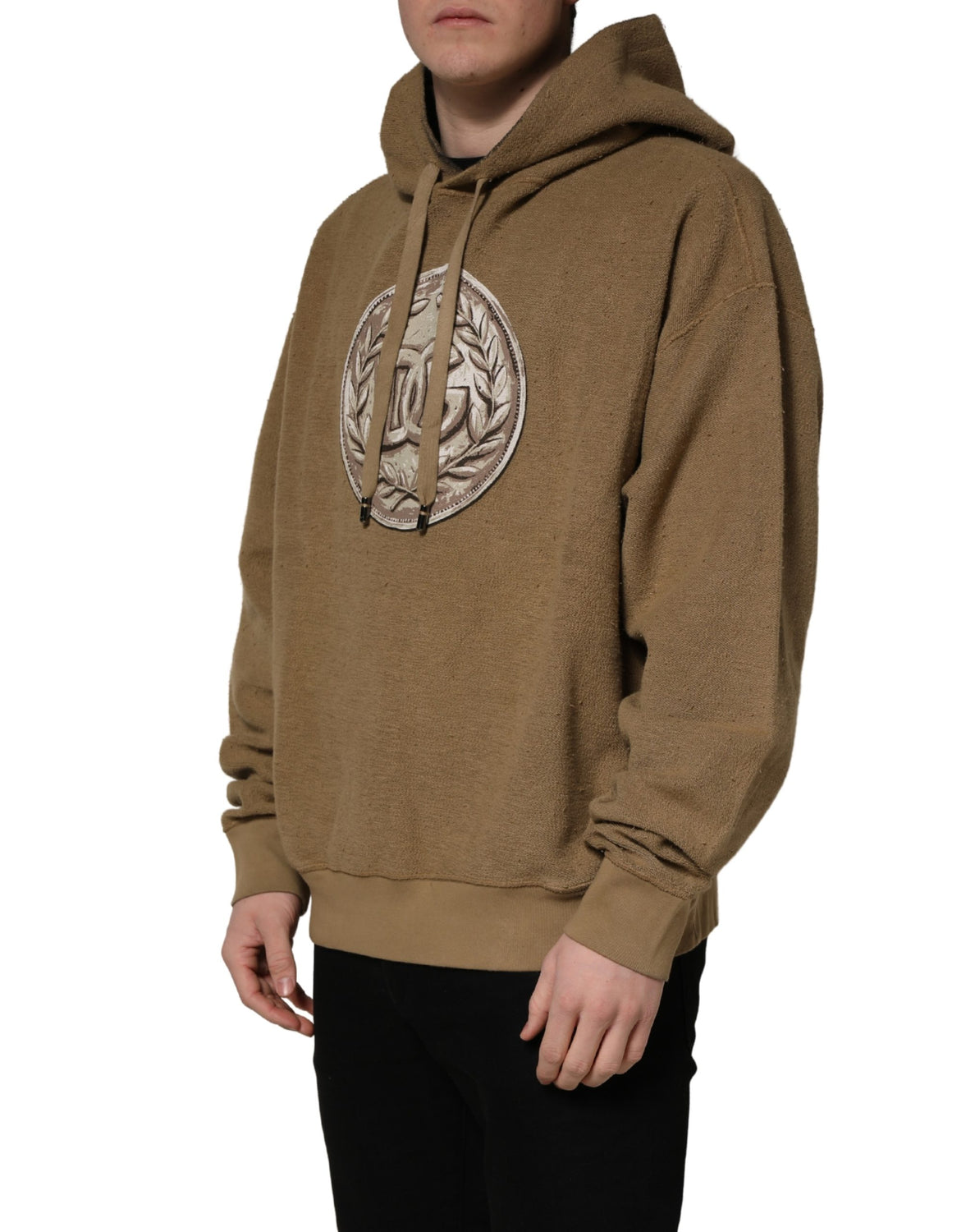 Brown Embossed Logo Hooded Sweatshirt Sweater