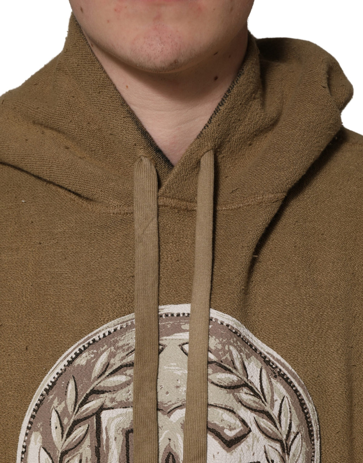 Brown Embossed Logo Hooded Sweatshirt Sweater