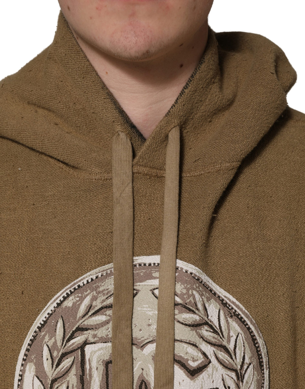 Brown Embossed Logo Hooded Sweatshirt Sweater
