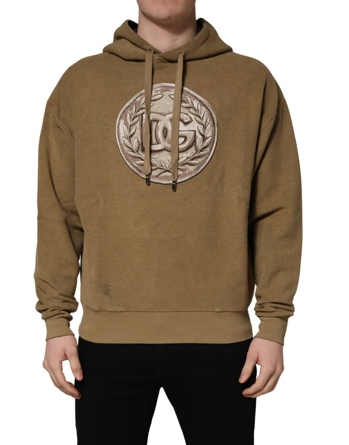Brown Embossed Logo Hooded Sweatshirt Sweater