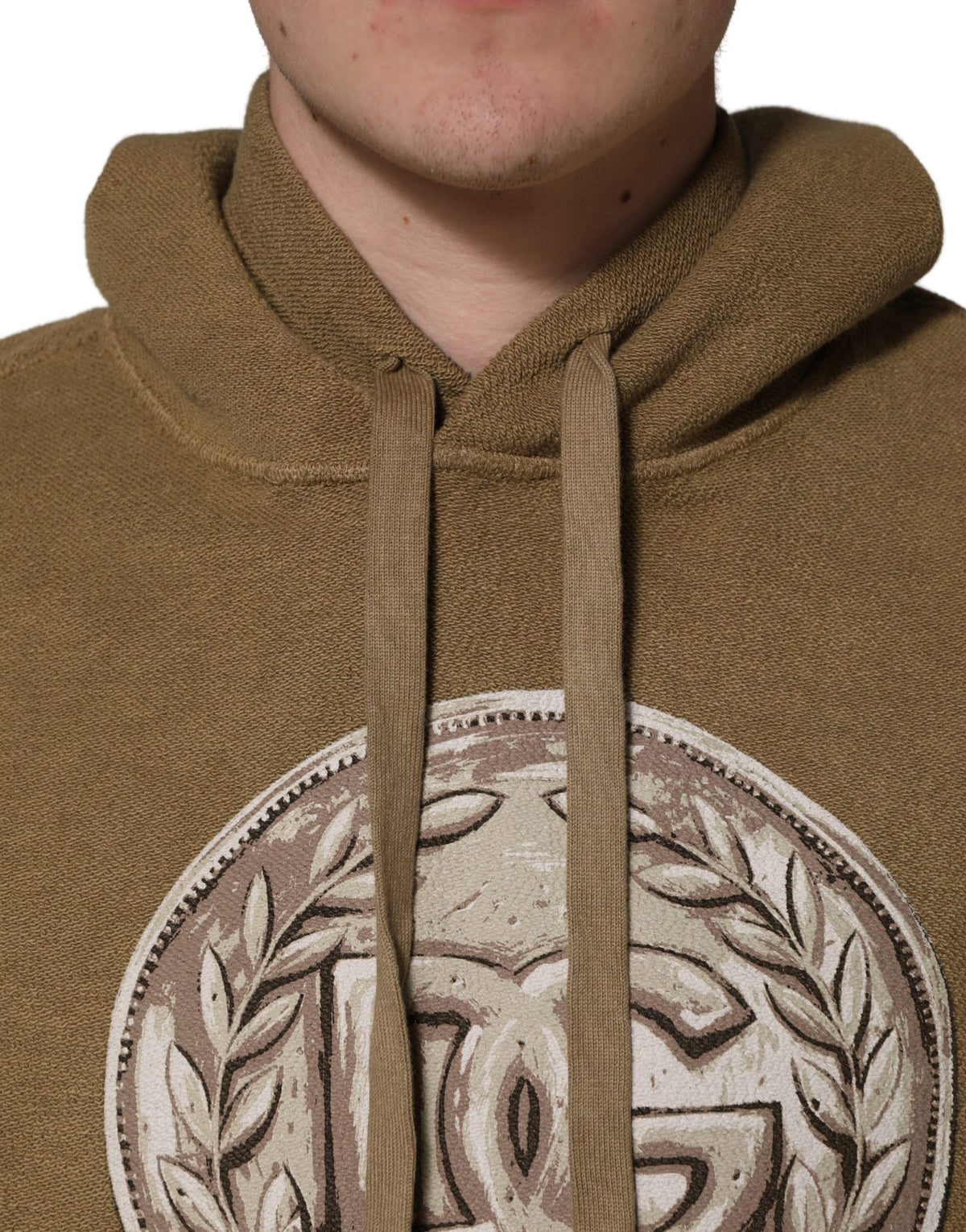 Brown Embossed Logo Hooded Sweatshirt Sweater
