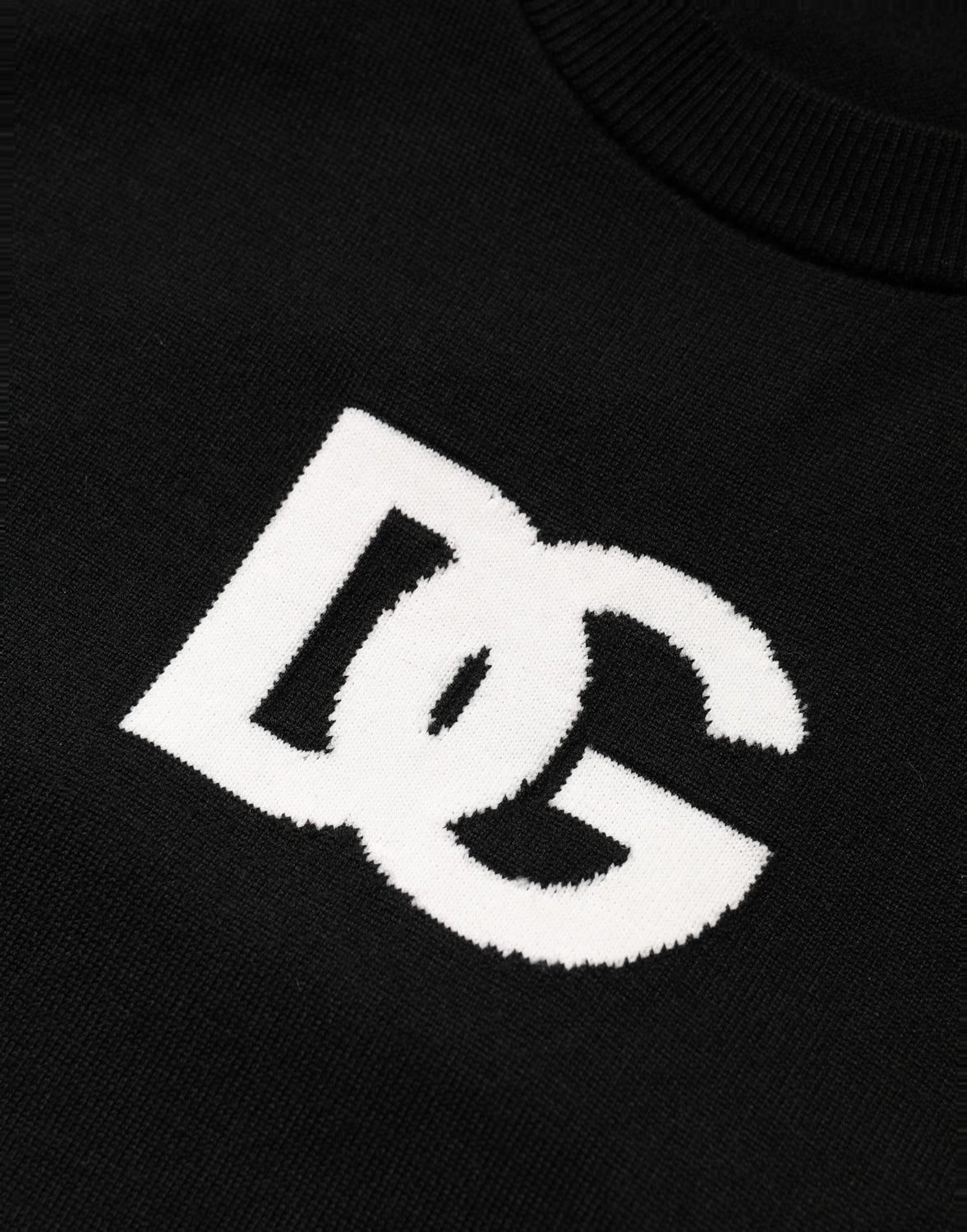 Black Wool DG Logo Men Crew Neck Sweater