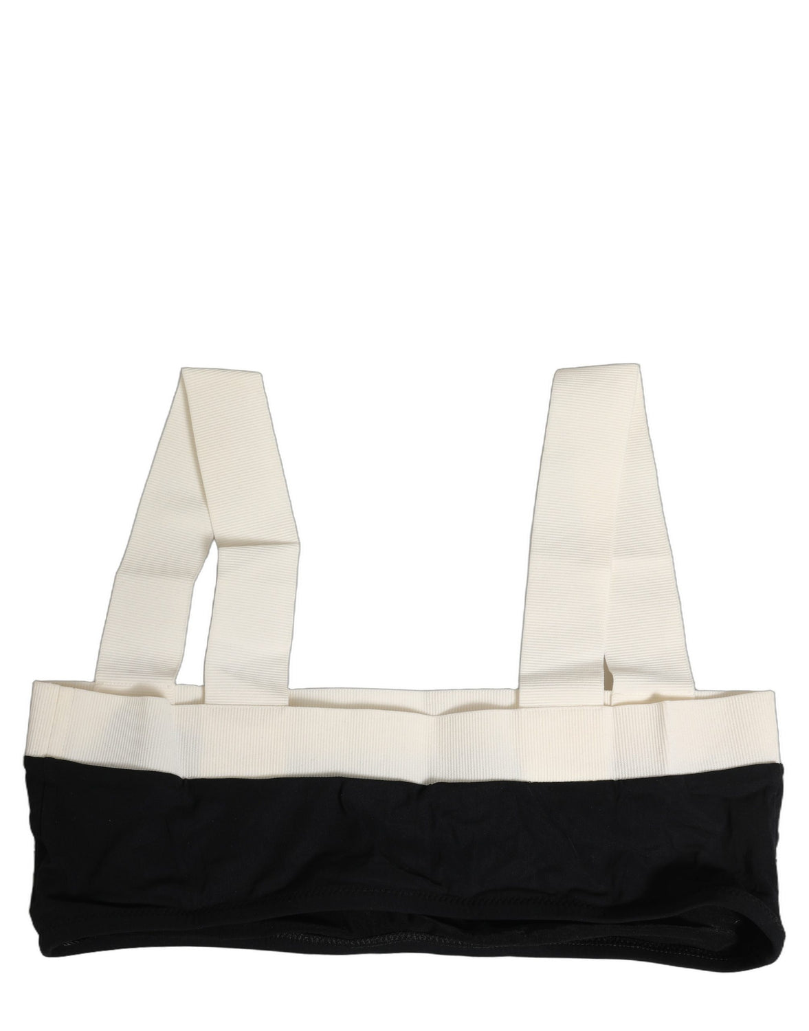 Black White Cotton Stretch Bikini Top Swimwear