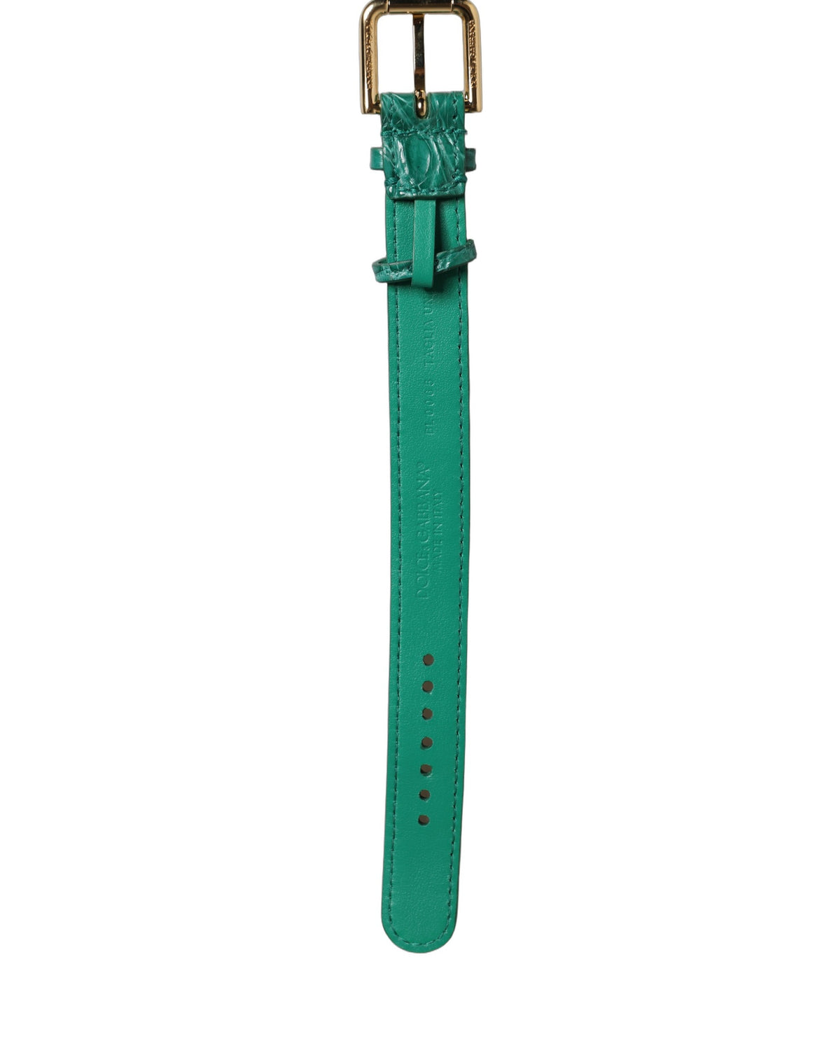 Green Embossed Leather Gold Buckle Belt Strap Bracelet