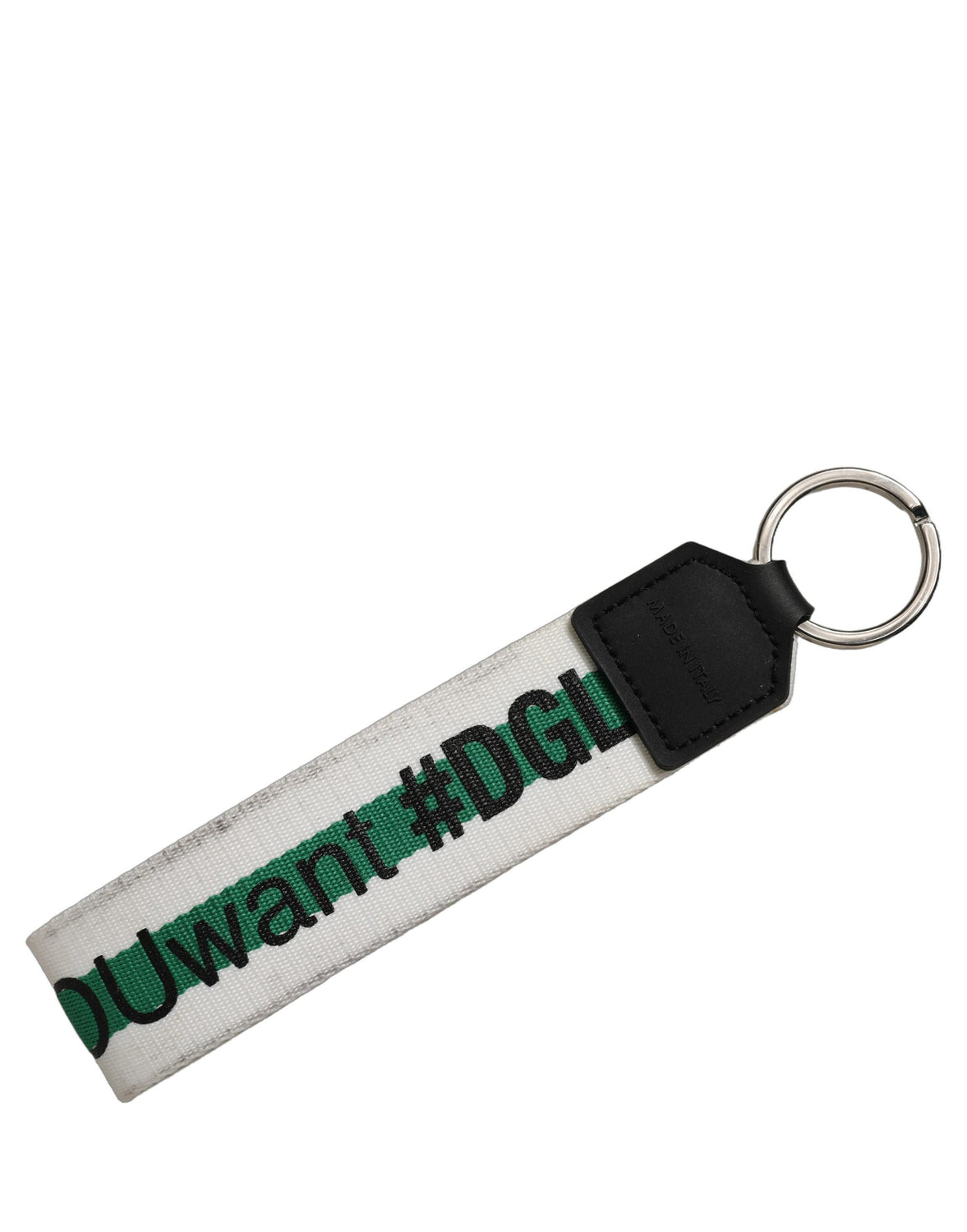 Green Logo Polyester Silver Brass Holder Keychain Keyring