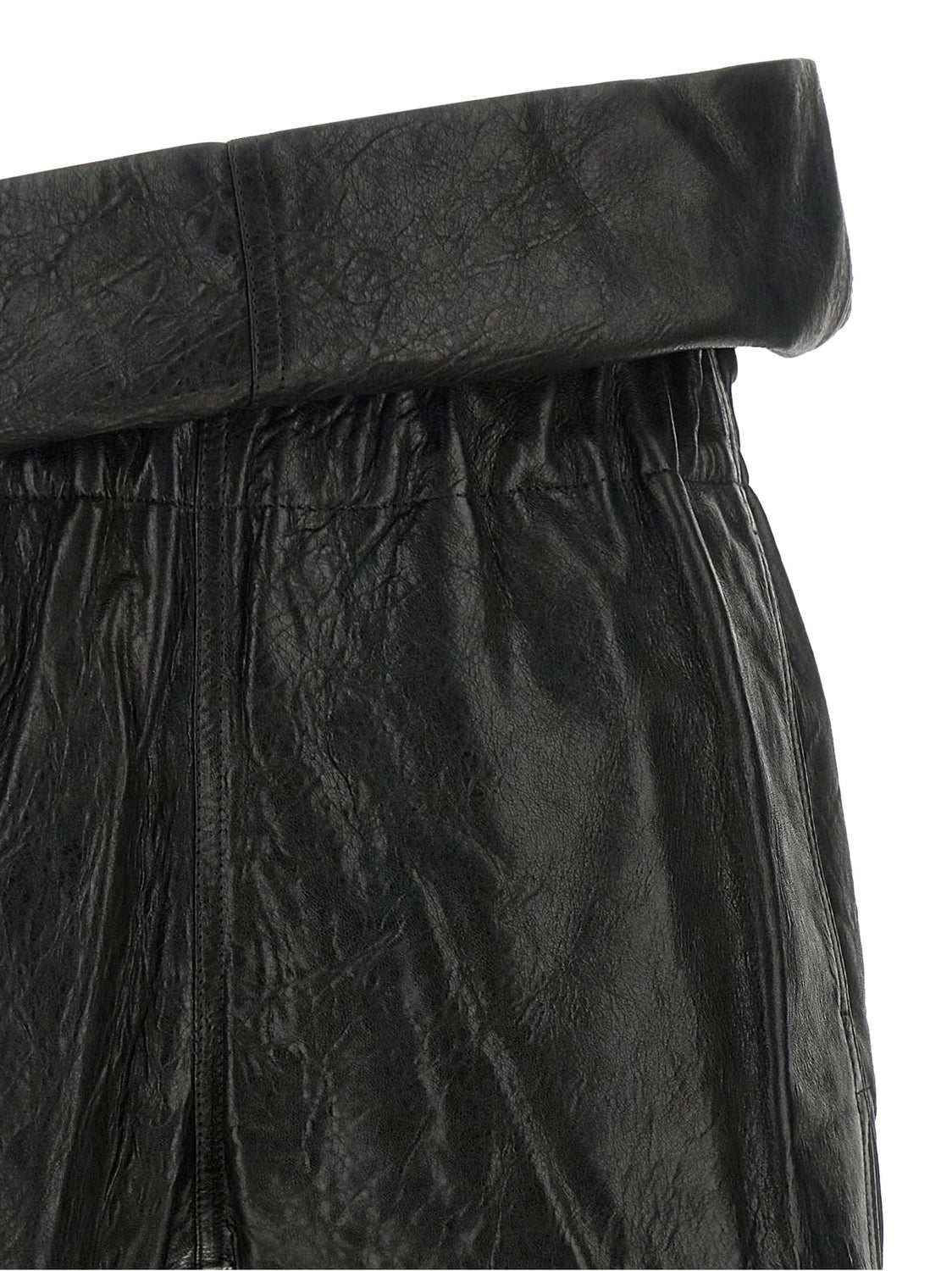 Black Lamb Leather Bermuda Shorts