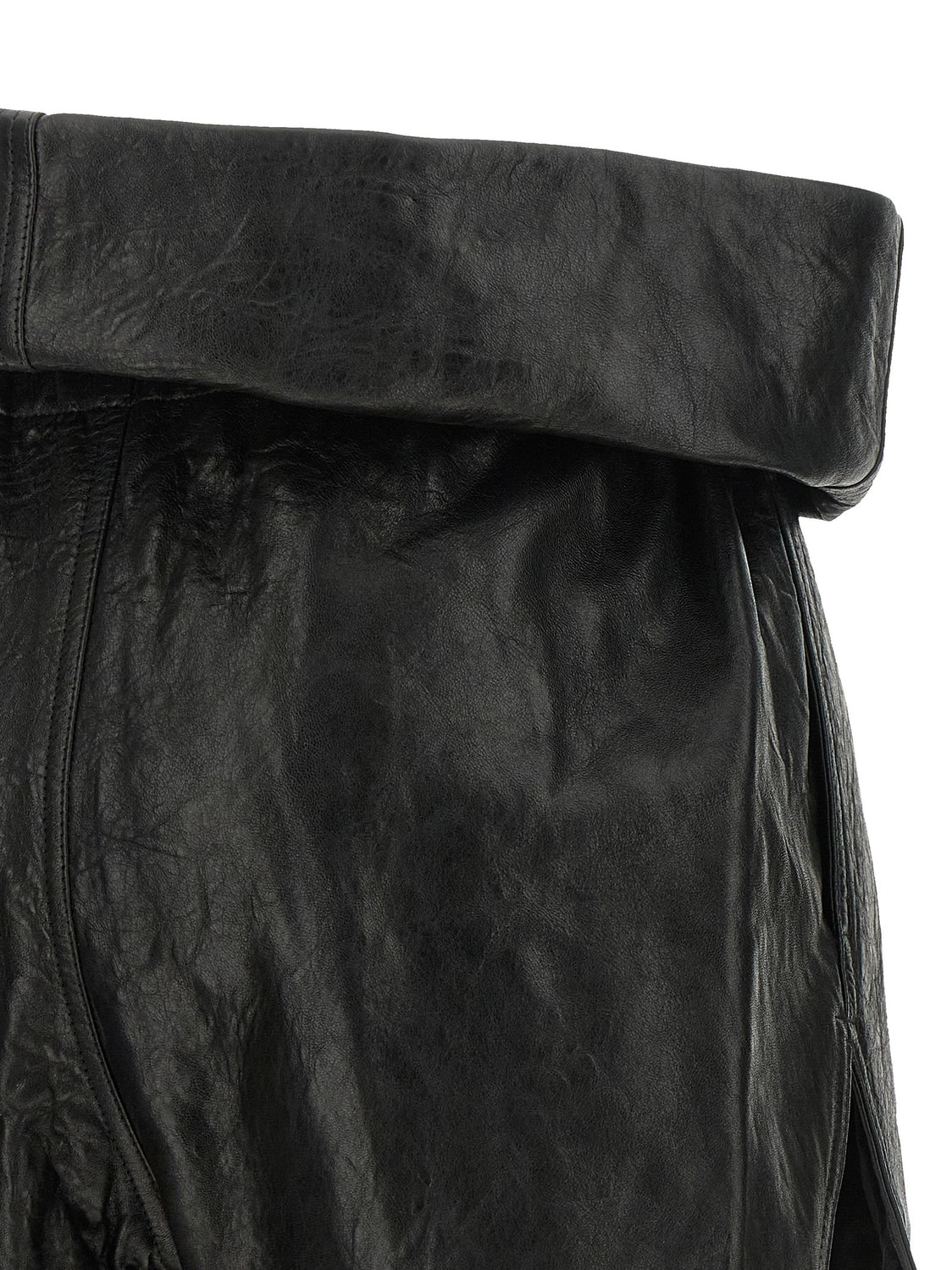 Black Lamb Leather Bermuda Shorts