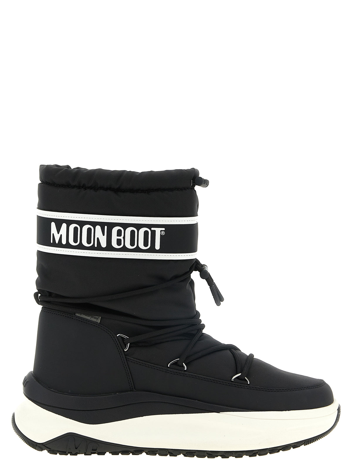 Black Polyester Lace-Up Boots