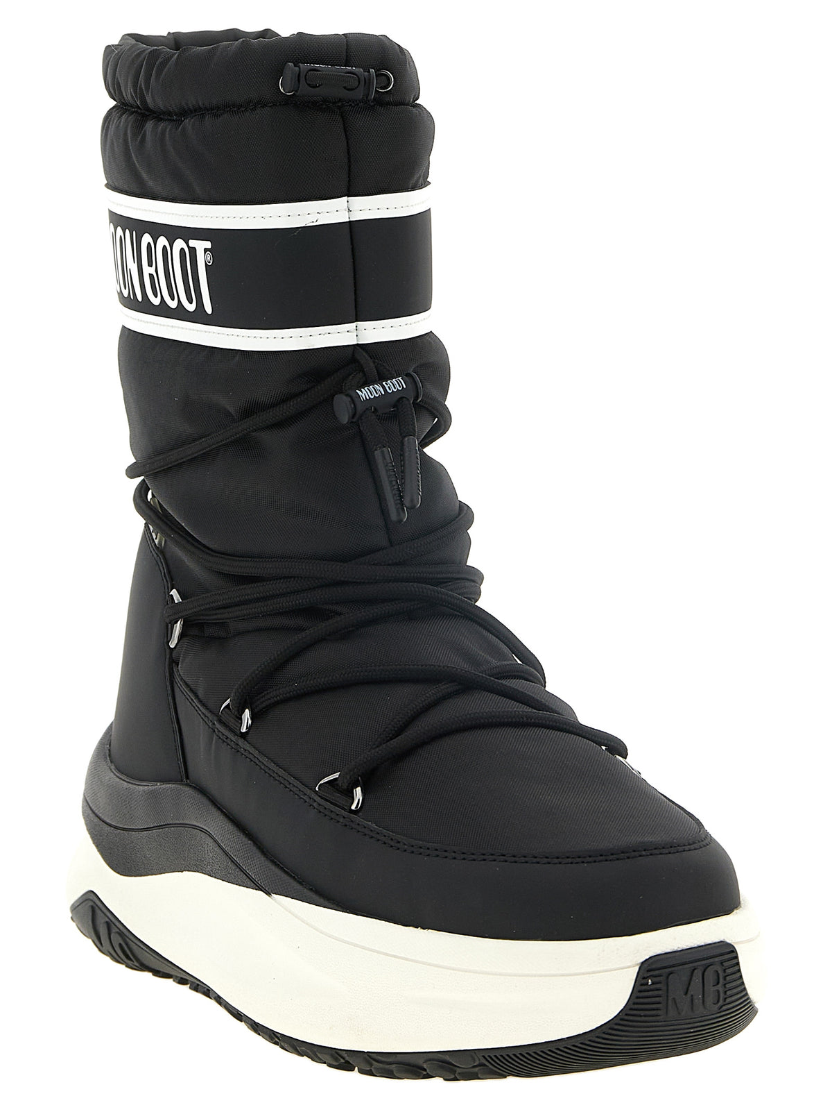 Black Polyester Lace-Up Boots