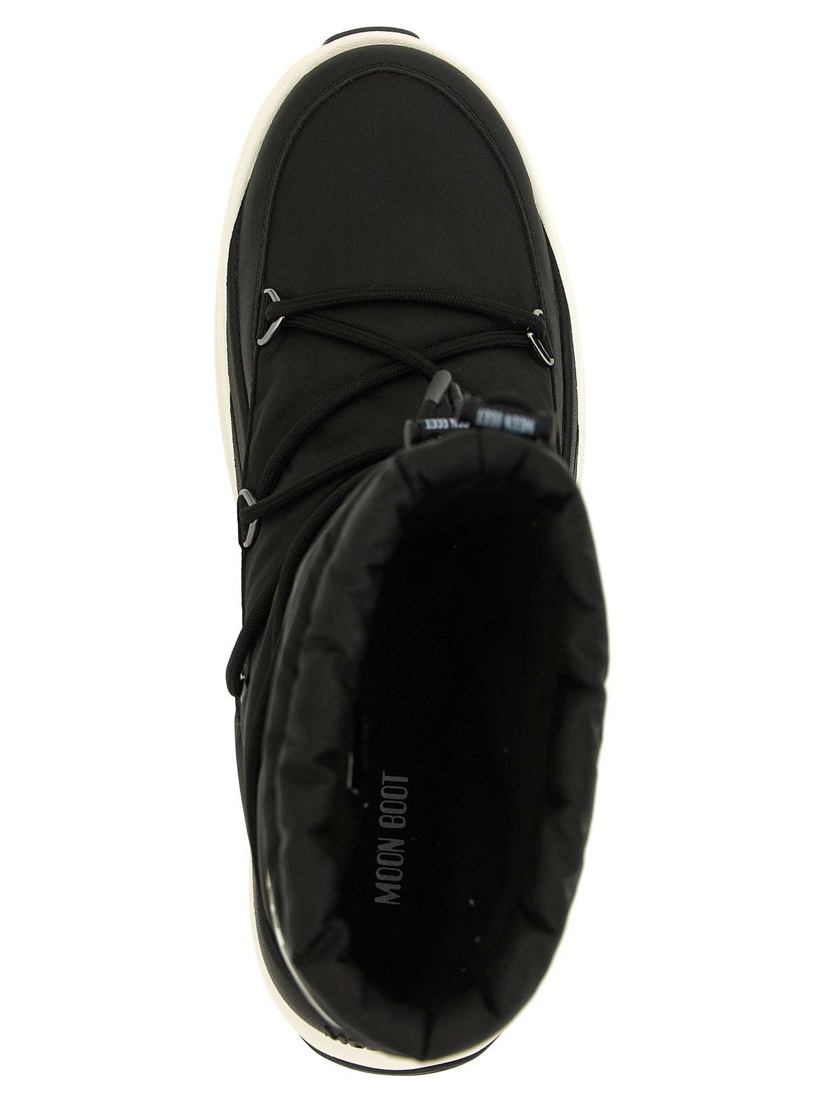 Black Polyester Lace-Up Boots