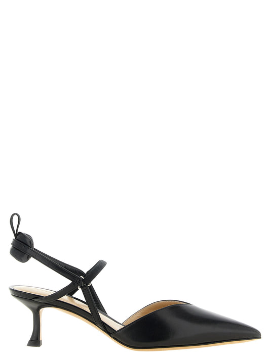 Black Calfskin Mid Heel Pumps