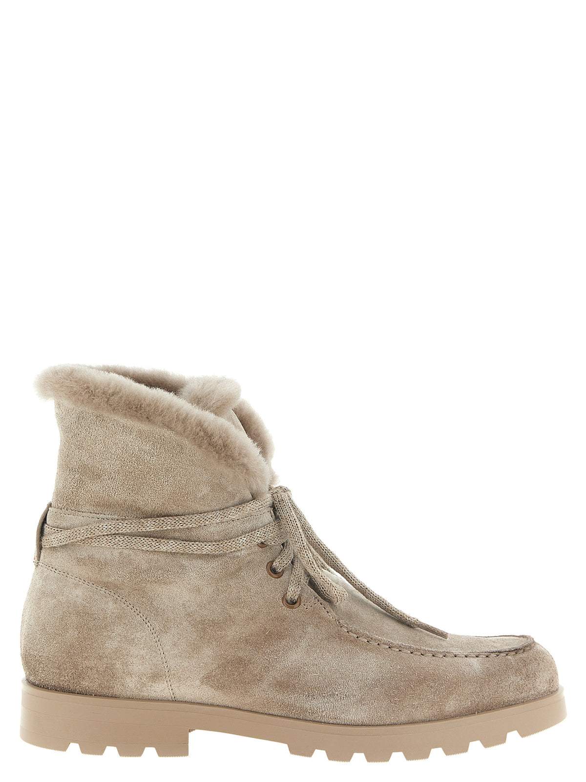 Beige Calfskin Ankle Boots