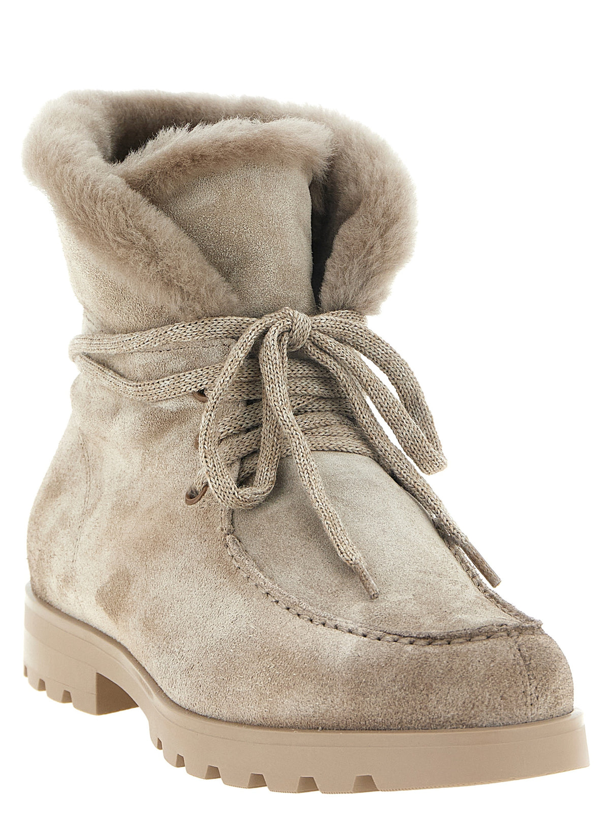 Beige Calfskin Ankle Boots