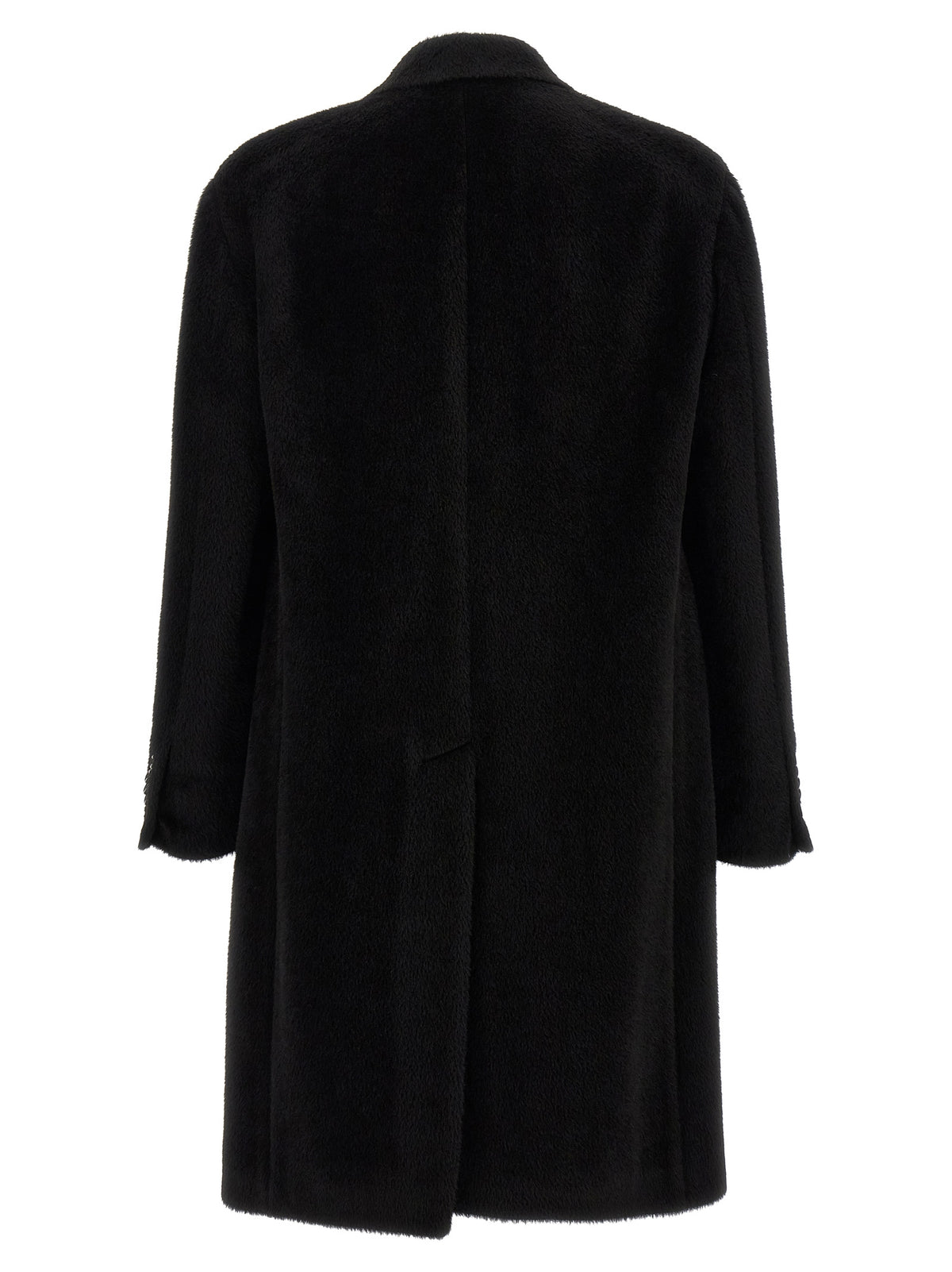 Black Alpaca Leather Coat
