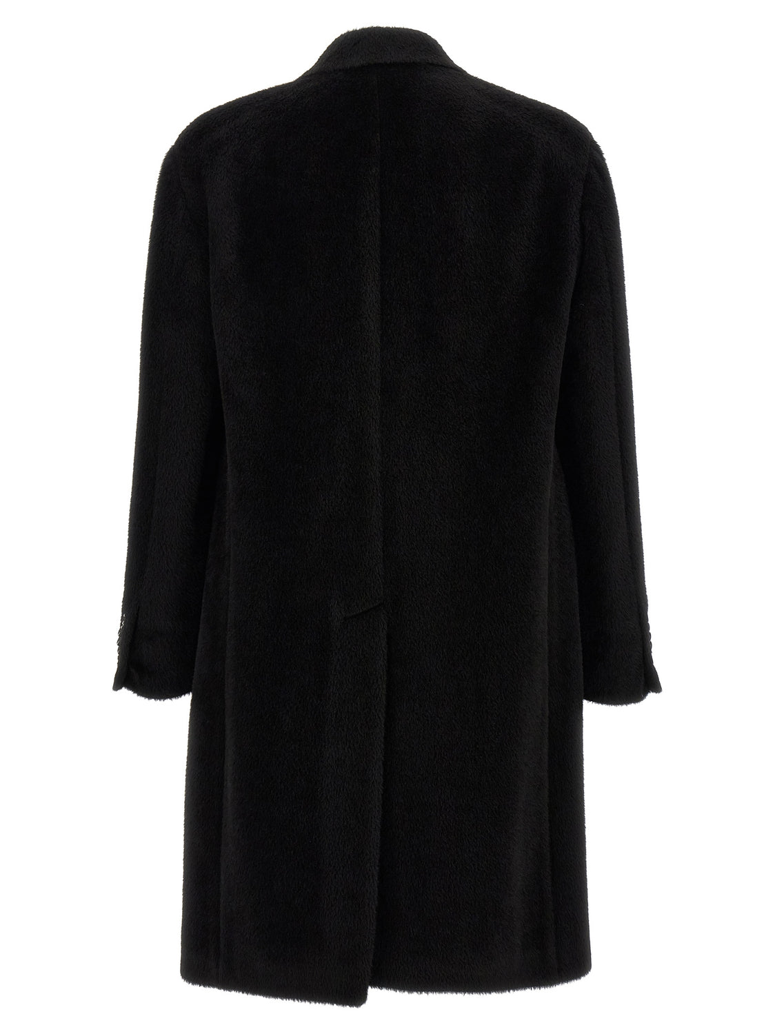 Black Alpaca Leather Coat