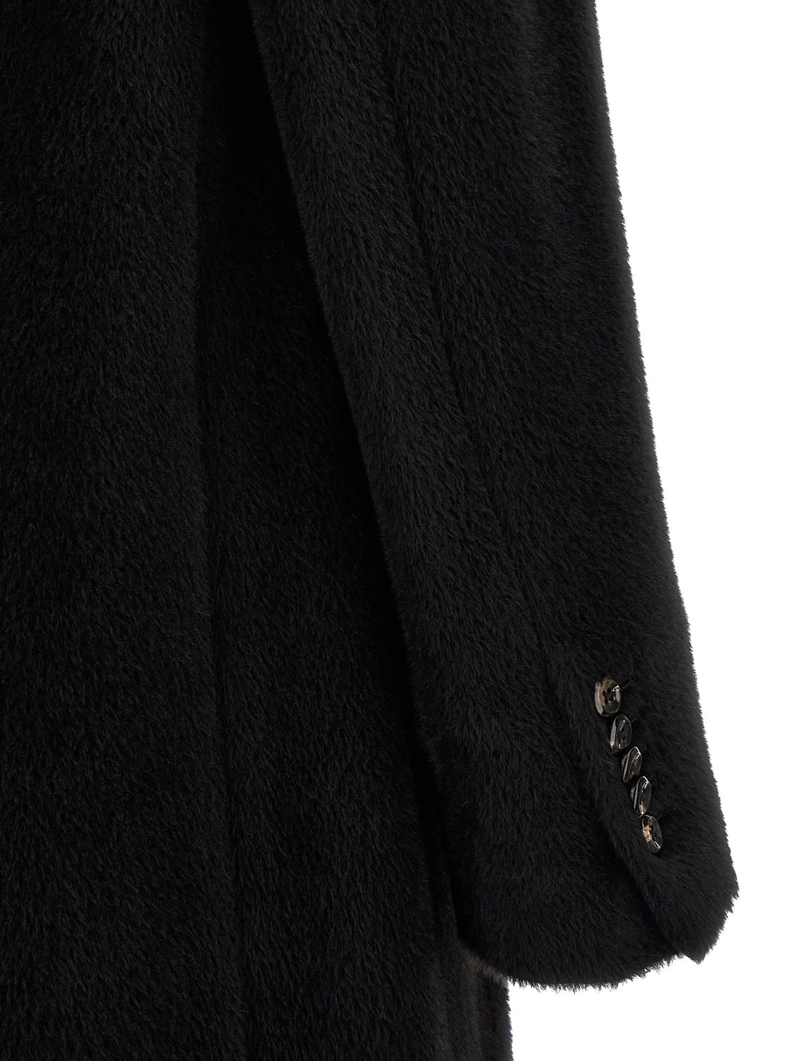 Black Alpaca Leather Coat