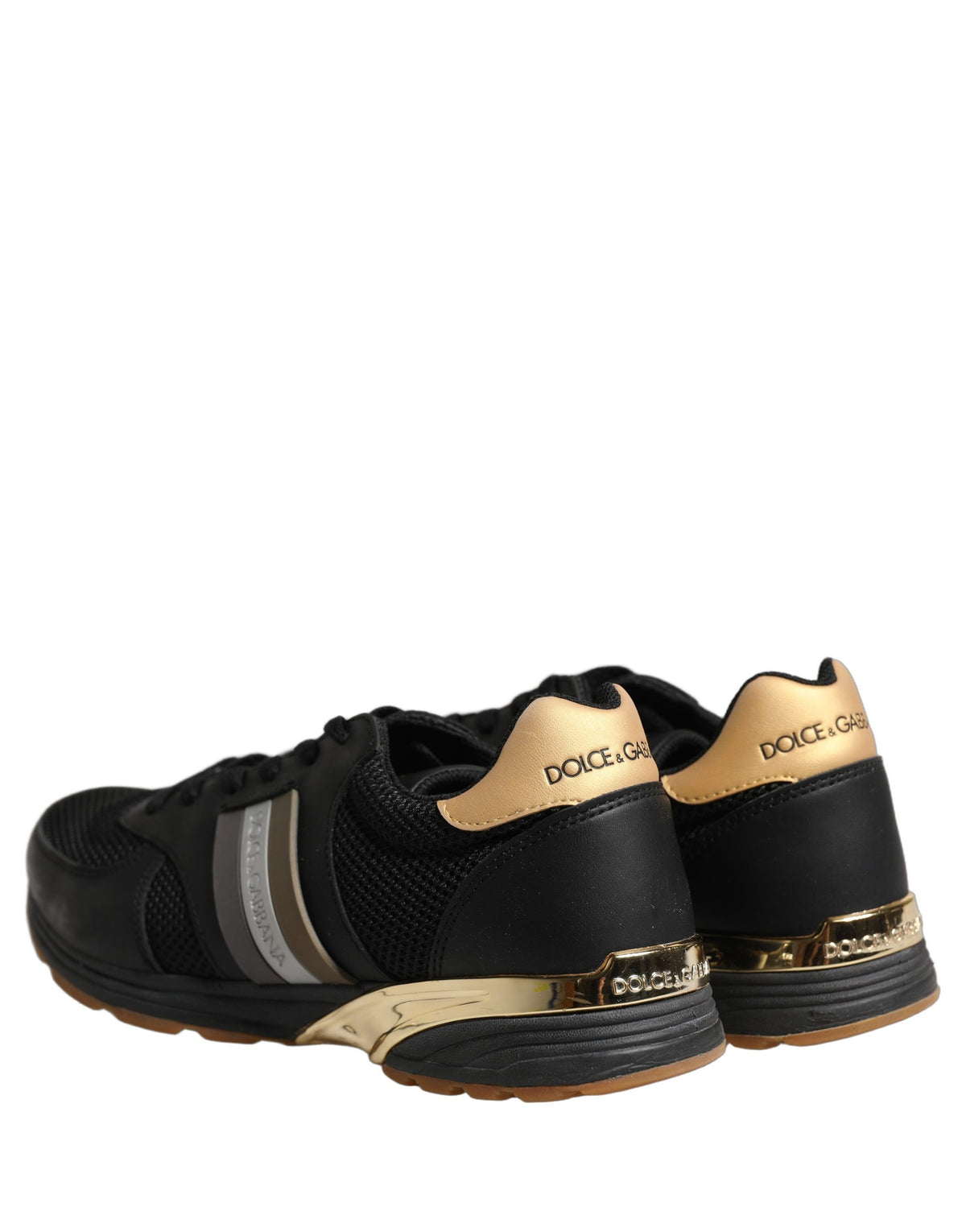 Black Gold Leather Low Top Sneakers Shoes