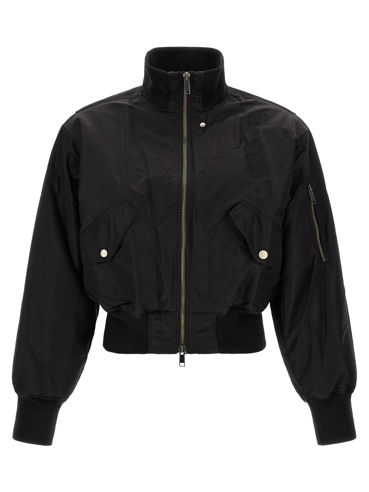 Black Nylon Bomber