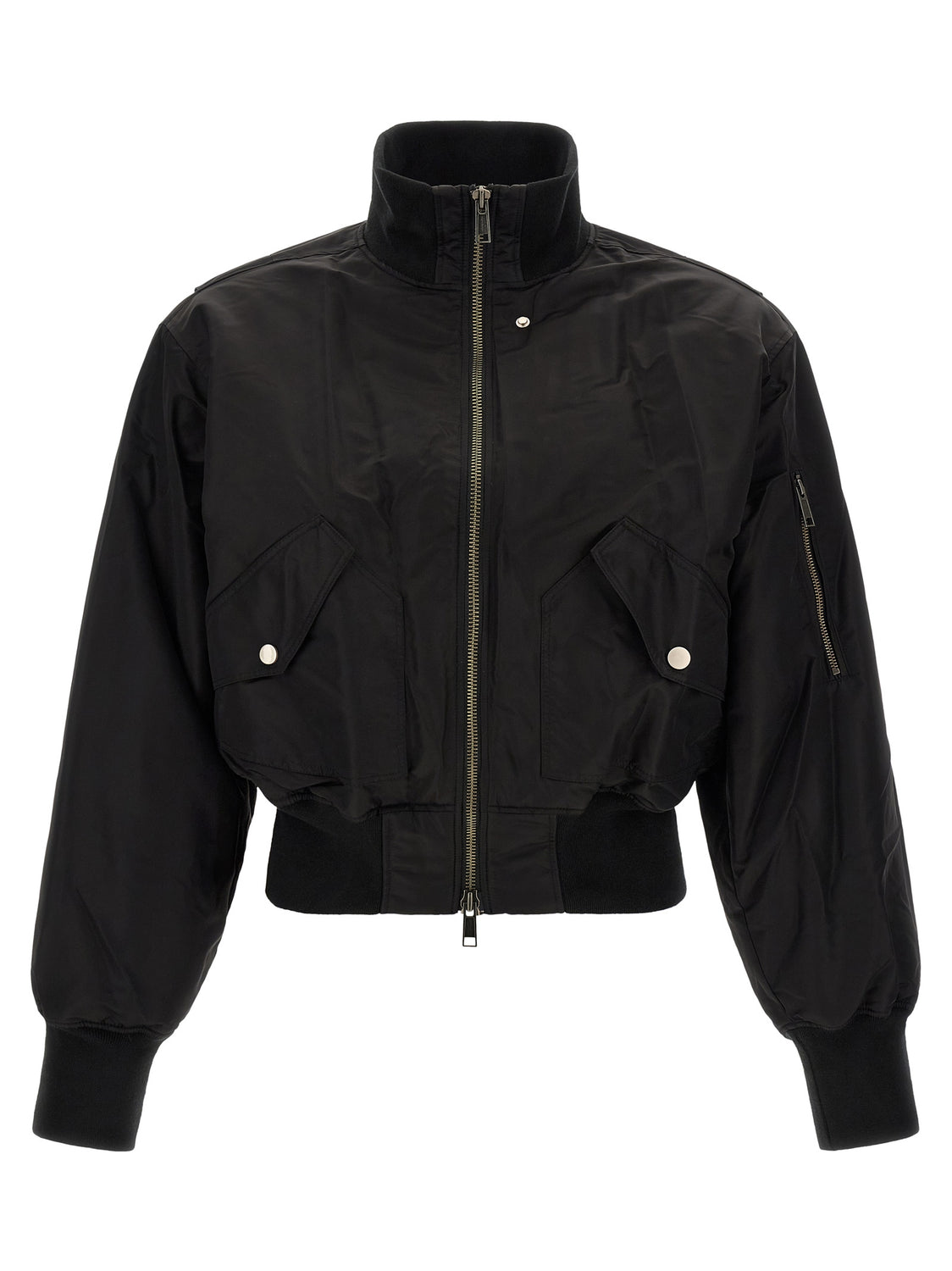 Black Nylon Bomber