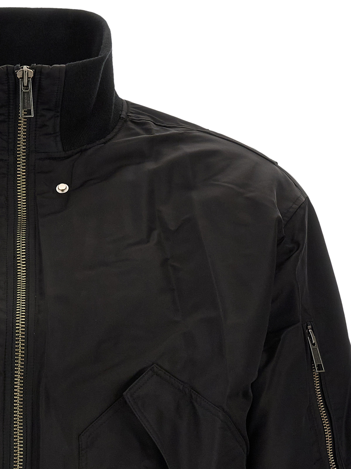 Black Nylon Bomber