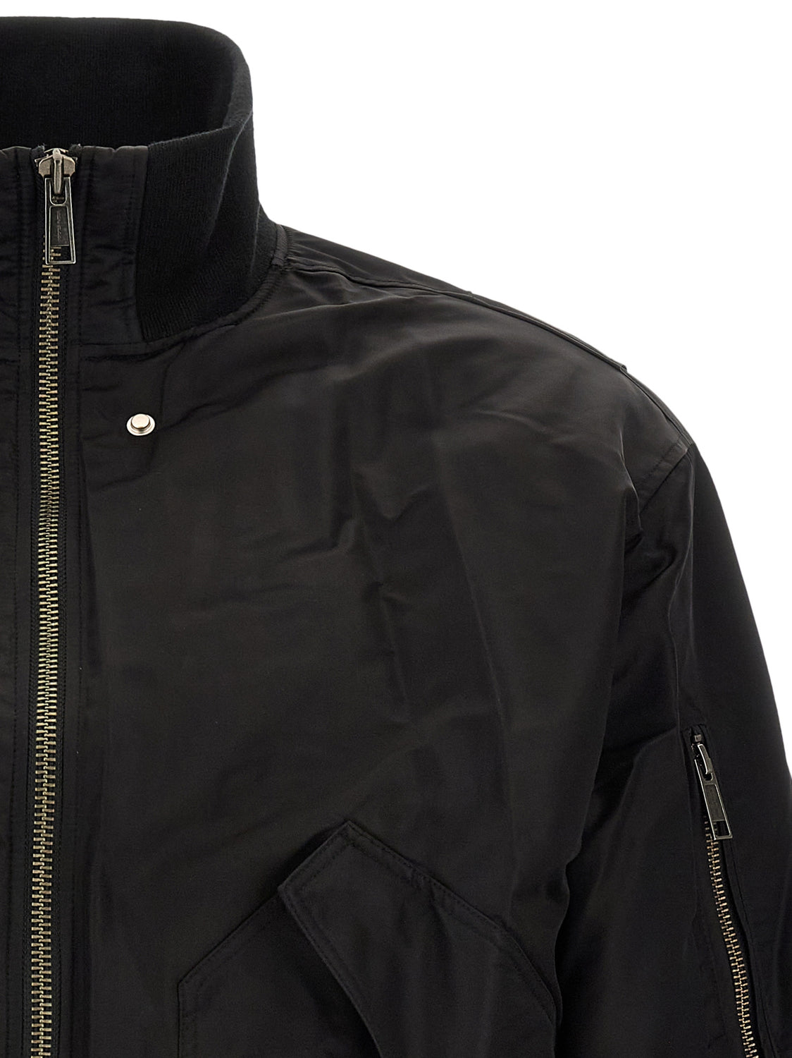 Black Nylon Bomber