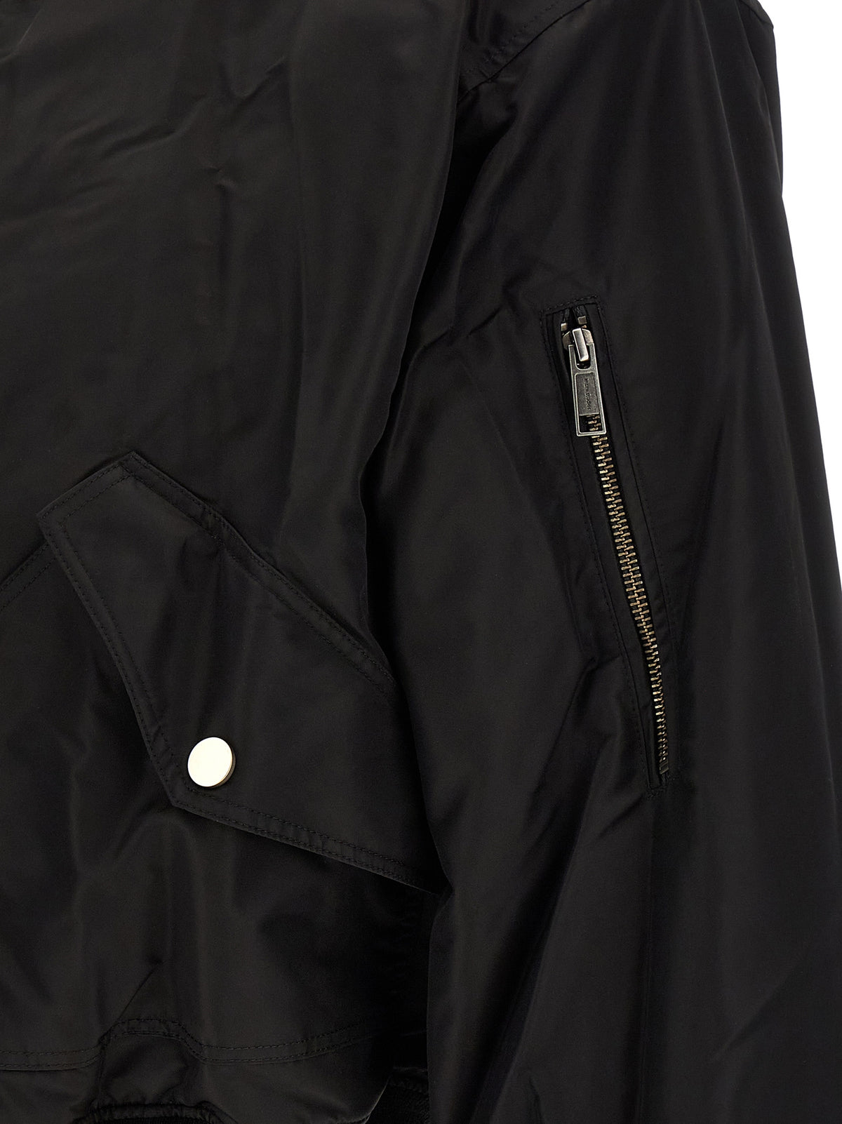 Black Nylon Bomber