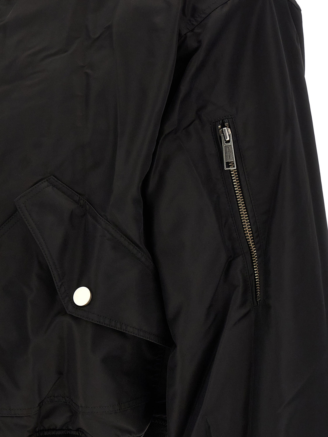 Black Nylon Bomber