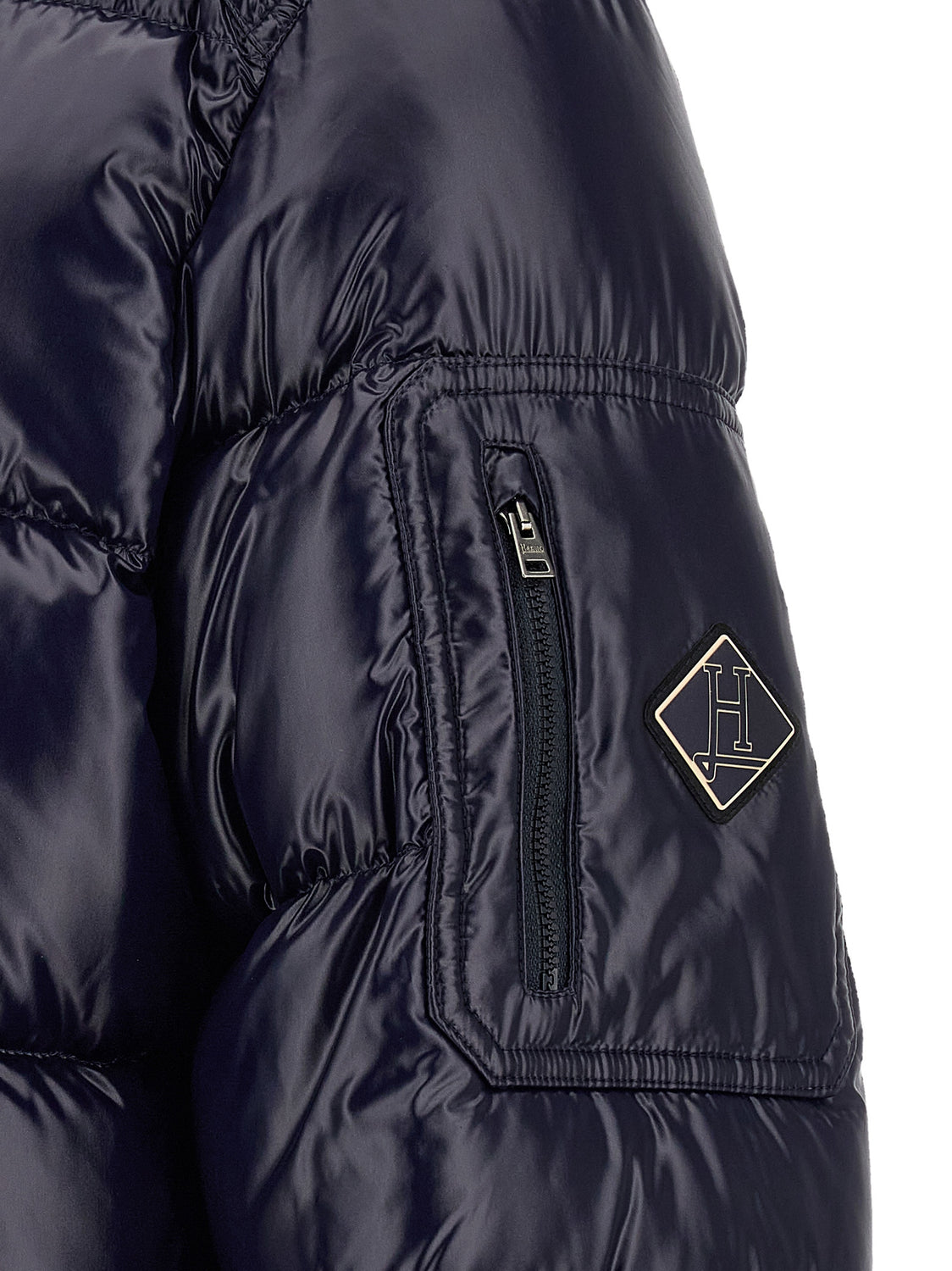 Blue Polyamide Full-Length Jacket