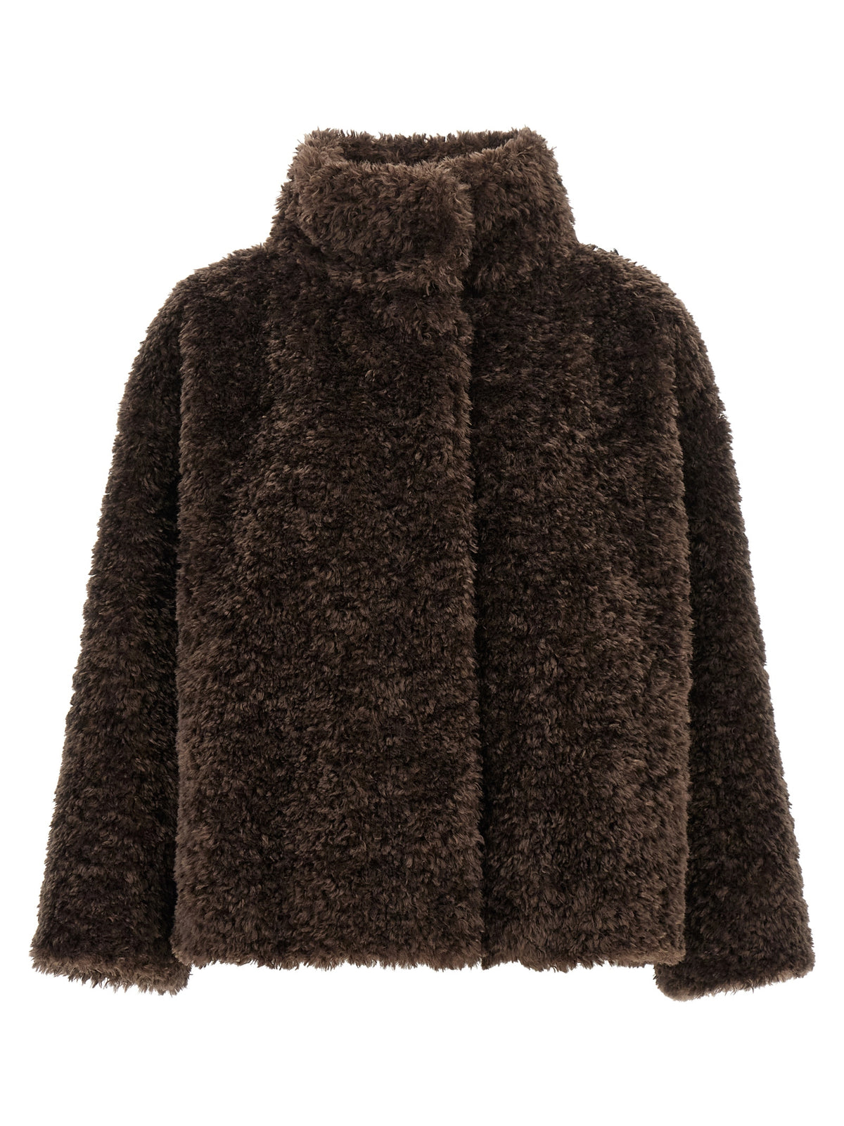 Brown Polyester Full-Length Jacket